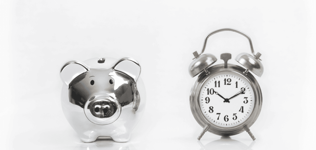 Silver pig and clock representing time vs money; is it worth wasting your time on recruitment?